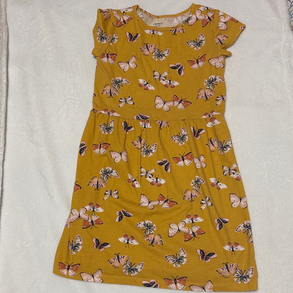 Carter's Mustard Butterfly Print Dress